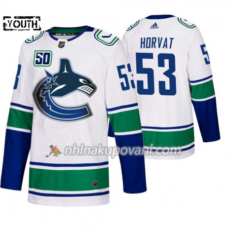 Vancouver Canucks Dresy Bo Horvat 53 50th Anniversary Adidas 2019-2020 Bílá Authentic - Dětské Vancouver Canucks Dresy Bo Horvat 53 50th Anniversary Adidas 2019-2020 Bílá Authentic - Dětské